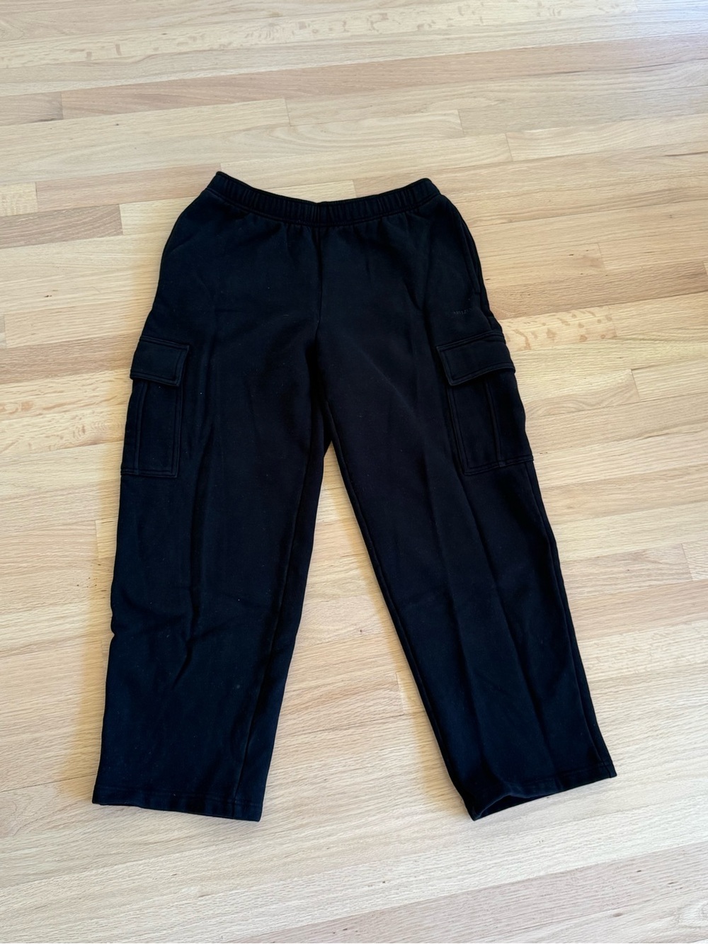 Aritzia Black Cargo Track Pants with Side Flap Pockets
